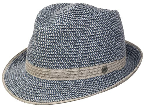 bugatti Levasto Trilby Strohhut Sommerhut Sonnenhut Strohtrilby (M (56-57 cm) - blau-grau)