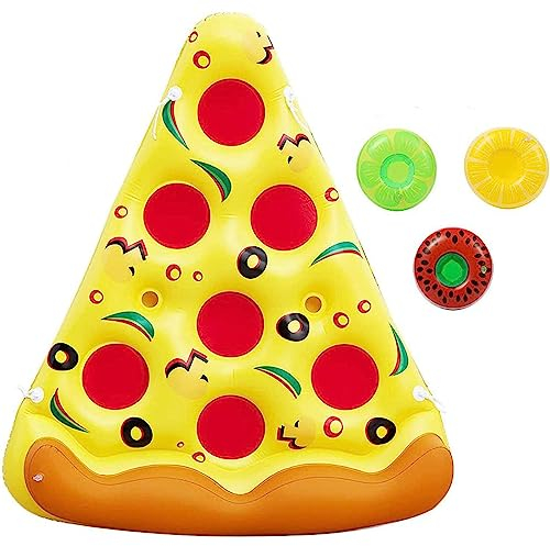 JUNZAI HäNgematte Pool, Pizza Wasser HäNgematte, Mit 3/6 GeträNkehaltern Wasser HäNgematte Pool FüR Erwachsene Im Beach Pool,1PCS