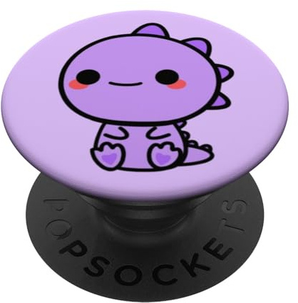 Cute Kawaii Purple Dino In Purple Grip - PopSocket Handy-Griff und -Ständer, Lila Dino Dinosaurier, Kompatibel mit Smartphones mit glatten, harten Plastikhüllen, Violett