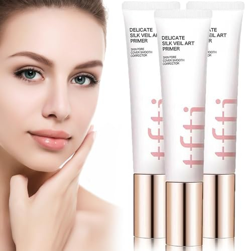 Tfits Delicate Silk Veil Art Primer, Skin Pore Cover Smooth Corrector, Concealing Tone Up Primer, Oil Control Invisible Pore Primer Concealer Lazy Tone Up Cream (3pcs)