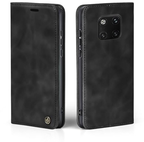 LBH Handyhülle für Huawei Mate 20 Pro in Schwarz mit Karten- und Geldfach Smartphone Hülle mit Standfunktion Flip Case Schutzhülle Magnetverschluss Vintage