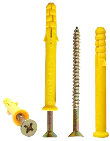 YIYINOE Dübel-Set – Premium Wanddübel mit Schrauben,Universaldübel für zuverlässige Befestigung – Komplettes Dübelsortiment mit 80 M4x60 Schrauben und 80 M6x60 PP-Expansionsrohren