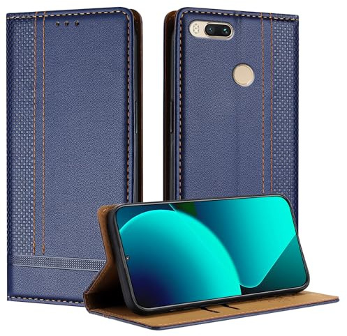 Mo-Beauty Handyhülle für Xiaomi mi 5X / A1, PU Leder Flip Klappbare für Xiaomi A1 mit Standfunktion Kartenfächer Magnet Hülle (Blau)