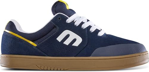 Etnies Marana – Iconic Pro Skate, Reinforced Ultimate Cupsole, Cushioned Feel, 3X More Durable - Navy/Gum/Yellow - 8