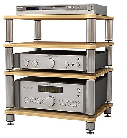 ZDHFFFUK 4-Layer HIFI Audio Cabinet HiFi Racks Streaming Devices Cabinet Audio Rack Amplifier Rack Audio Video Components(Wood color)