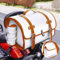 VAEVEN Hecktasche für Vespa GTS GTV 250 300, Leder Wasserdichte Retro Motorrad Tasche, Große Kapazität Aufbewahrungstasche, Zubehör, D Weiß + Braun