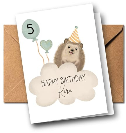 Generisch Personalisierte Kinder Glückwunschkarte mit Igel zum 1. 2. 3. 4. 5. 6. 7. usw. Grußkarte Geburtstagskarte Kind Faltkarte Kindergeburtstag mit Igelchen Waldtier Boho (Igel)