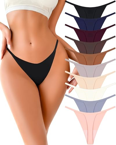UNDER THE SEA 10 Pack G String Thongs for Women Seamless Underwear Low Rise No Show Thong Underwear Women Pack Lingerie