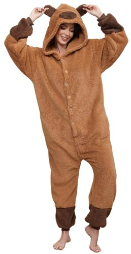 Luojida Pigiama Intero Adulto Cosplay Animale Onesies Morbido e Caldo Pigiama Invernale Pile con Cappuccio e Tasche Tuta Intera in Peluche Ideale Regalo per Costume Carnevale Halloween Natale