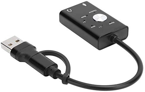 Rankomu USB o Adapter Typ C auf 3,5 mm Soundkarte, 7.1 Kanal externer USB-Adapter, 2-in-1-Soundkarte für Laptop, kompatibel mit Kopfhörern und Lautsprechern
