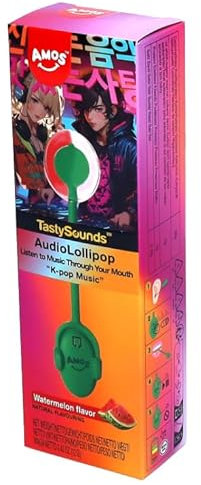 Amos Tastysounds Lollipop - Der Lollipop mit Musik - und leckerem Fruchtgeschmack - genieße den Lutscher und spiele Musik über deinen Mund ab (Wassermelone - Kpop Music)