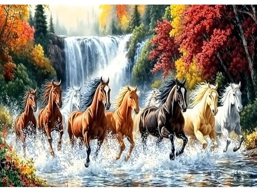 MXJSUA Peinture Diamant Adulte, Cheval au Galop 5D Diamond Painting Complet, Diamant Strass Point de Croix Cristal Painting, Diamant Kit Murale Décoration, 30x40 cm