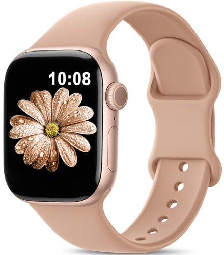 AMSKY Silikon Sport Armbänder Kompatibel mit Apple Watch Armband 40mm 42mm 46mm 44mm 45mm 41mm 38mm, Damen Herren Weiche Wasserdicht Gummi Band für iWatch Series 10 9 8 7 6 5 4 3 2 1 Se, Milchtee