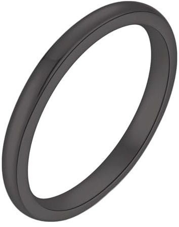 Skcess Herren Ringe Schwarz, Verlobungsringe Edelstahl 2 mm Poliert Rund Ring 57 (18.1)