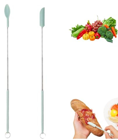 Mini Silicone Telescopic Spatula, Multifunctional Extendable Silicone Spatula, Mini Jar Scraper Small Jar Spatula Silicone Makeup Spatula Tiny Silicone Spoon for Kitchen Cooking Cosmetics Makeup