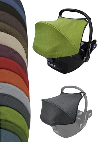 Sonnenverdeck Sonnendach [Sonnenschutz für Babyschale] kompatibel mit Maxi Cosi Cabrio Fix Gruppe 0 + GP (meliert hellgrün)