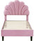 Habitat et Jardin Lit Coquillage en Velours Manon - 90 x 190 cm - Rose