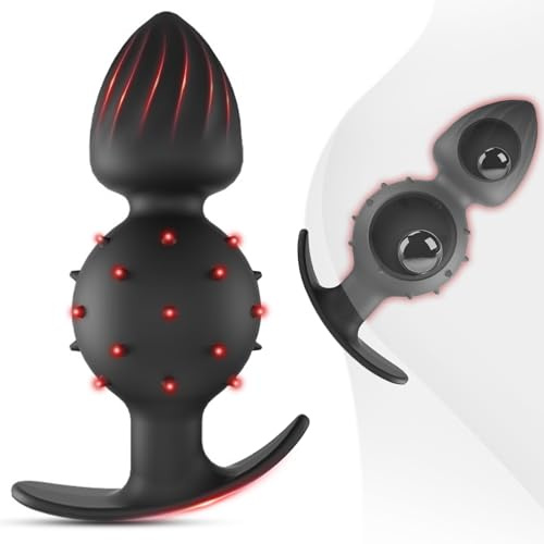 AMZII S-2.0 Buttplug Analkugeln Analspielzeuge,Analdilos Sex Spielzeug (L) | Analplug für Frauen Männer,Anal Dildo Dick Anal Plug mit Extra Großer Sockel,Butt Plug mit 2 Anal Beads für die Paare