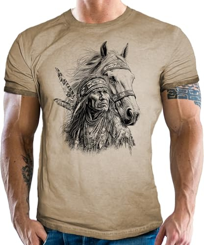 Herren T-Shirt mit Tattoo Design im Vintage Used Look