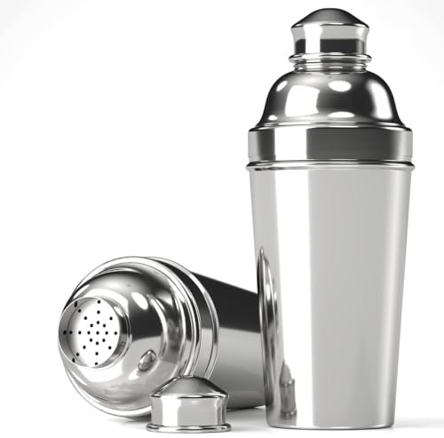 Large Cocktail Shaker 1.8L Stainless Steel Cocktail Mixing Maker Silver Martini Bar Shaker for Bartender Cocktail Making 61oz Drink Mixer Built-in Strainer
