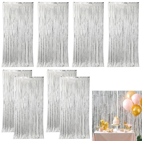 Cjytdkj Lametta Vorhang Silber, 8 Stück Glitzervorhang Lametta, 200×100cm
