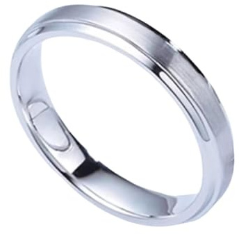 Ring Herren Weißgold 18K, Ring Herren Silber Schlicht Größe 60 (19.1) Dankeschön Geschenke
