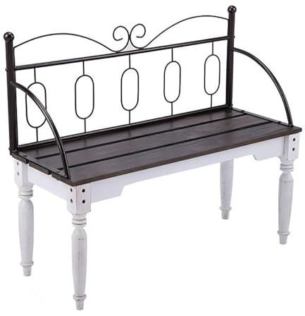 SXKLYRF Vintage Gartenbank 2 Sitzer, Sitzbank Outdoor mit Metallrückenlehne und Lattenrost, Gartenbänke für Balkon, Veranda und Hof