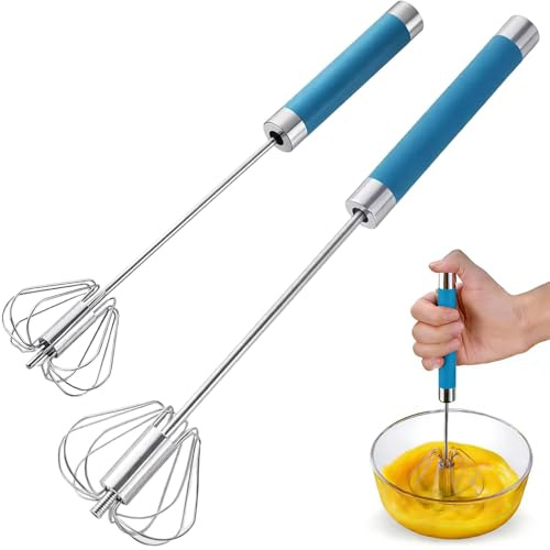 2 Stück Schneebesen Edelstahl, Halbautomatischer Schneebesen, Quirl, Schneebesen Edelstahl, Ideal Zum Mischen Von Eiern, Sahne Und Teig, Perfekt Für Backen Und Outdoor-Kochen