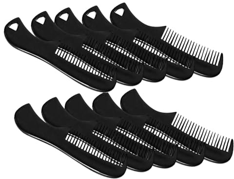 Herrenkamm für Bart und Schnurrbart, 10 Stück-pack Kompakt Schwarz | Kunststoff, Retro Stil, Unterwegs Nutzbar, Leicht Mitzunehmen, für Herren, Passend zu Bart und Schnurrbart