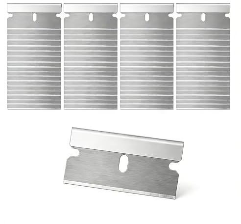 50 Pack Double Edged Scraper Replacement Blades, Stainless Steel Razor Scraper Blades for Removing Stickers, Decals, Glue, Paint and Adhesive from Glass, Windows, Tiles, Car and Ceramic Surfaces