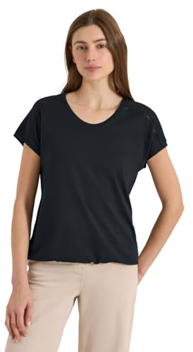 Damen T-Shirt mit V-Neck und Spitzendetail