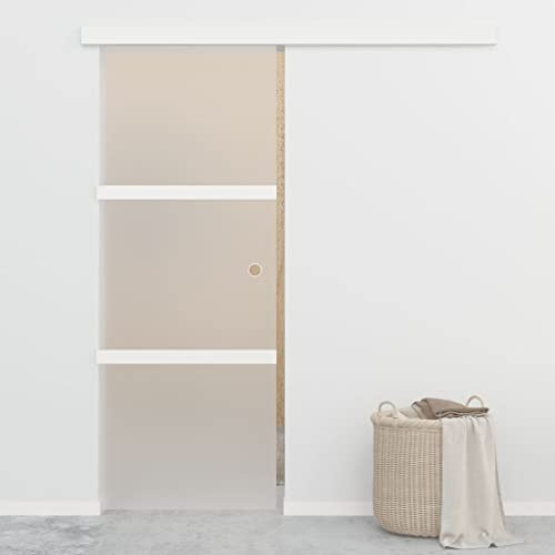 Porte coulissante en verre avec butées souples 76 x 205 cm | Verre ESG, cadre en aluminium, système de rails, peu encombrant, fonctionnement silencieux