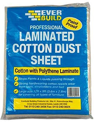 Everbuild Professional Laminated Cotton Dust Sheet, 12 ft x 9 ft (3.7 m x 2.7 m)