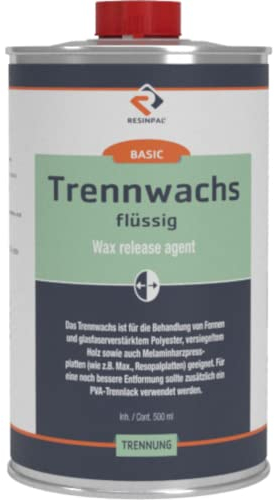 Trennwachs (flüssig) - Trennmittel für Epoxidharz und Polyesterharz | 500 ml Trennmittel Formentrennmittel für die GFK-Verarbeitung | Besonders Geeignet für geschlossenporige Oberflächen |