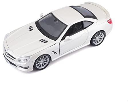 Bburago Mercedes-Benz SL65 AMG Hardtop: Modellauto im Maßstab 1:24, Türen und Motorhaube zum Öffnen, lenkbar, 19 cm, matt schwarz (18-21066)