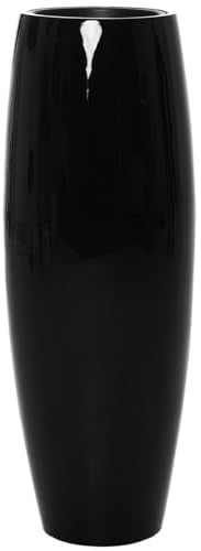 VIVANNO Pflanzkübel Bodenvase Fiberglas Magnum Schwarz Hochglanz - 100x29