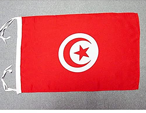 AZ FLAG - Drapeau Tunisie - 45x30 cm - Pavillon Tunisien 100% Polyester Avec Deux Cordelettes - 20g