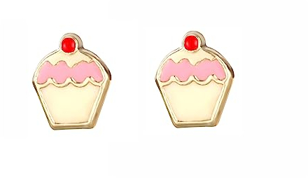 Ohrstecker 9 Karat Gold Cupcake-Design Lieferung erfolgt in Geschenkverpackung