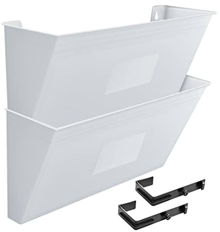 Acrimet Organisateur Mural pour Dossiers Modulaires en Plastique, format Lettre A4 (crochets inclus) (Couleur Blanche) (Lot de 2)