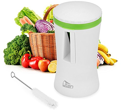 Uten Cortador espiral de mano, cortador de alimentos de cocina, cortador de vegetales, espaguetis, vegetales, calabacín, pasta de fideos con cepillo de limpieza