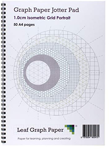 Leaf Graph A4 Isometric Graph Paper, 10mm (1cm) Spacing, Wirebound Notebook, 50-Page 3D Technical Drawing and Engineering Sketchpad