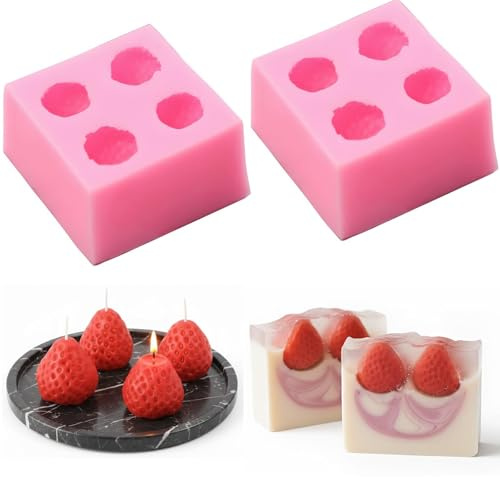 MoldFun 3D-Silikonform für Erdbeeren, für Fondant, Blütenpaste, Kuchendekoration, Schokolade, Süßigkeiten, Eiswürfel, Gelee, Polymerton, Buntstift