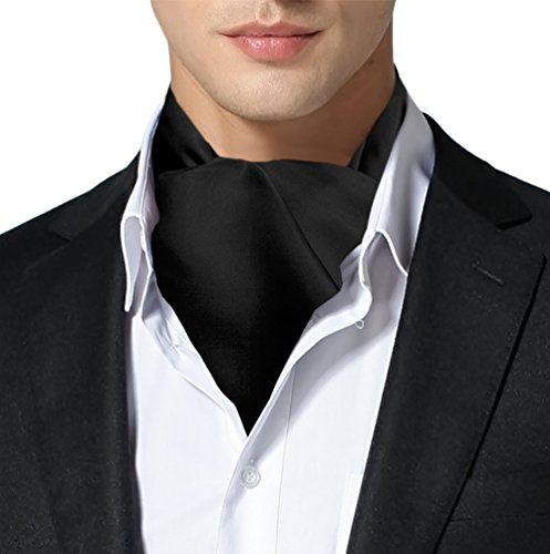 Remo Sartori – Ascot Krawattenschal für Herren, Aus Reiner Seide, Einfarbig, Made in Italy (Schwarz)