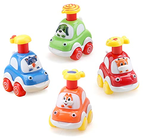 AmyBenton Baby Toy Cars for 1 2 Year Olds, 4PCS Press & Go Toy Car, Gifts for Baby Boys 1 2 Years Old
