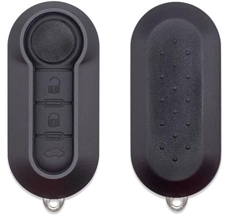 Lage Guscio per Chiave Compatibile con Fiat Grande Punto Evo Panda 500 Bravo Stilo e Lancia Y Delta Musa - Scocca Cover Telecomando Auto a 3 Tasti di Ricambio in Plastica Nero, con Lama e Pulsanti