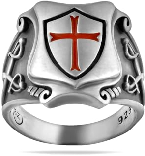 Freimaurer Templer Kreuz Rote Emaille Sterling Silber 925 Ringe Handmade Schmuck Juwelen Silverzone77