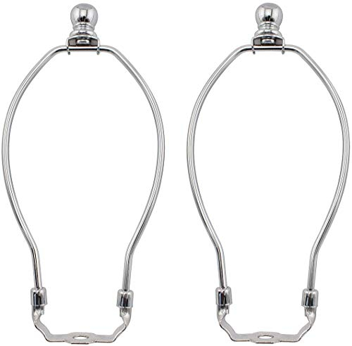 OZXNO Lampenschirm-Harfenhalter, 30,5 cm, 2er-Pack Hornrahmen Lampenschirm-Halterung mit Lichtsockel und Kugel-Lampe, Ersatzzubehör für Tisch-/Stehlampen (Silber)