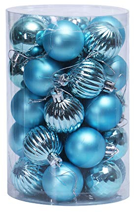 Baumkugeln 34 Stück Christbaumkugeln Weihnachtskugeln, Morbuy Kunststoff Weihnachtsbaumkugeln Plastik Bruchsicher, Weihnachtsbaumschmuck Weihnachtsdeko (6cm,Hellblau)