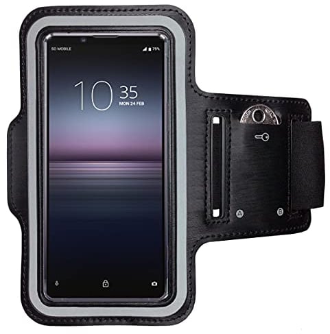 CoverKingz Sportarmband für Sony Xperia 1 II - Armtasche mit Schlüsselfach Oberarm Halterung - Sport Laufarmband Handy Armband Schwarz
