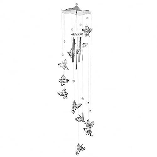 URCheers Angelo Amor - Scacciapensieri per interni ed esterni, ornamento da appendere con fata d'angelo, oro argento, per casa, giardino, cortile, regalo (argento)